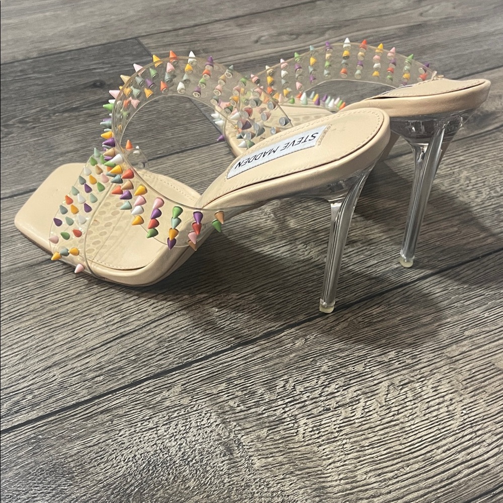 Steve Madden Nude Heels with Multicolor Studs - Picture 4 of 4